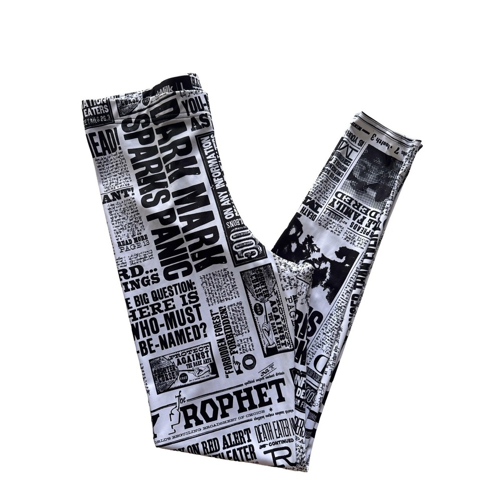 Blackmilk Harry Potter Daily Prophet Leggings L‎ Newspaper Print Hi Waist Collab